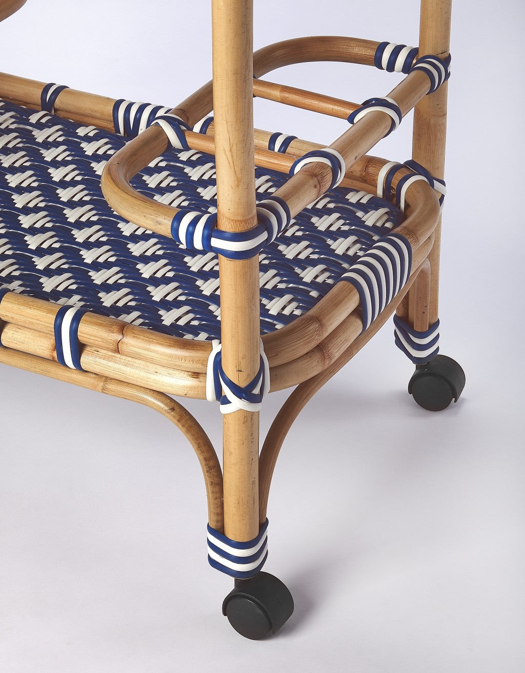 Blue And White Rattan Bar Cart-388948