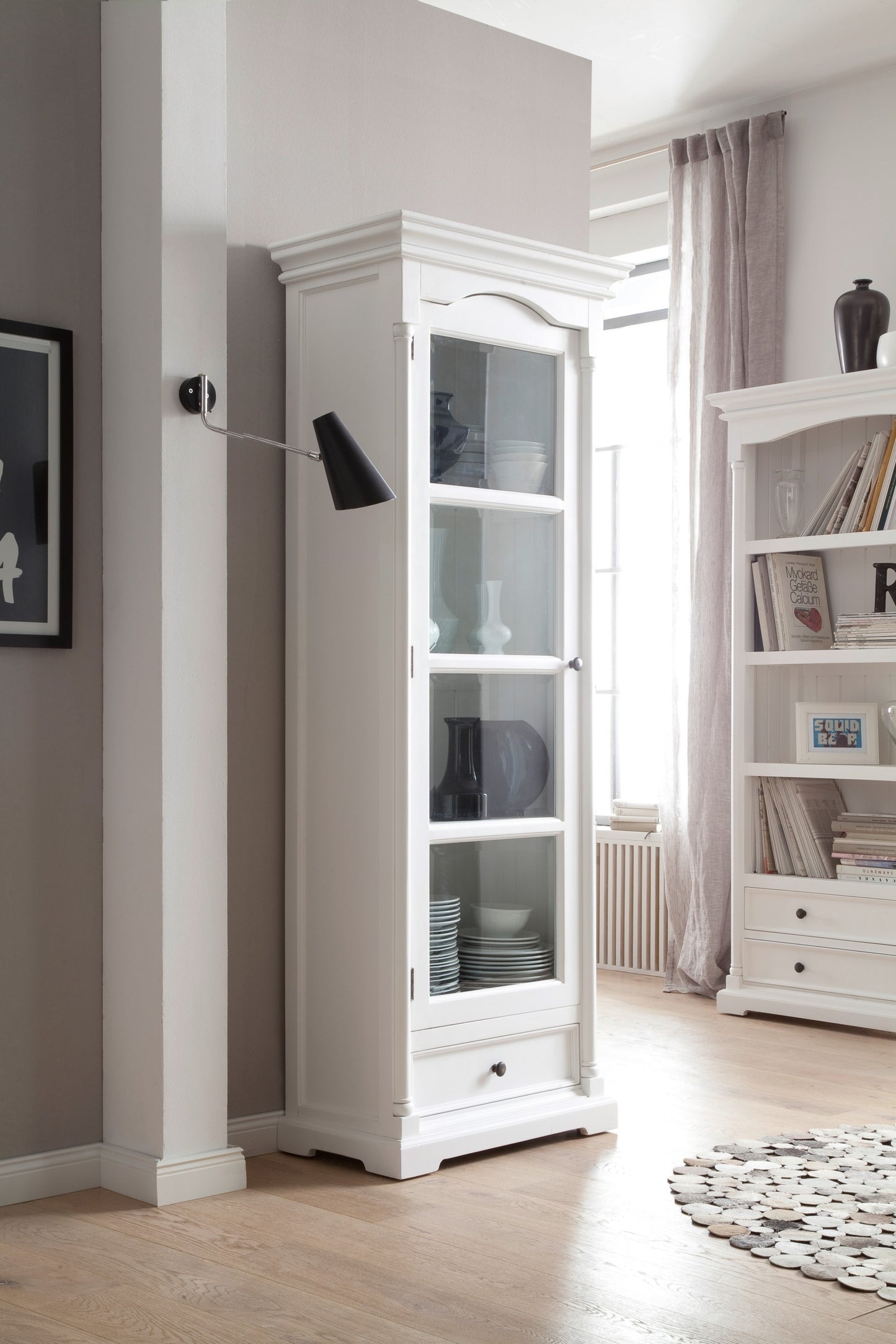 Traditional White And Glass Door Storage Cabinet- 397833