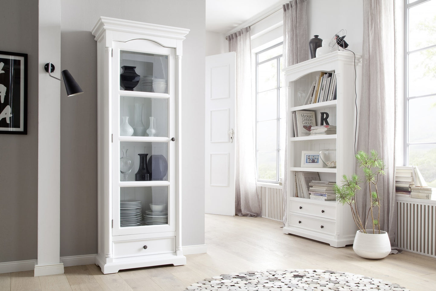 Traditional White And Glass Door Storage Cabinet- 397833