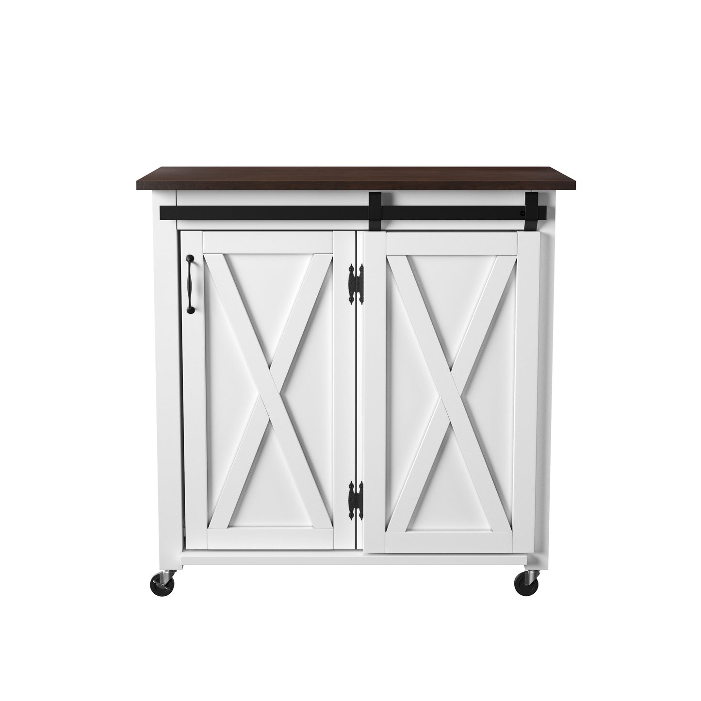 Leshire Barn-Door Kitchen Cart- 402556