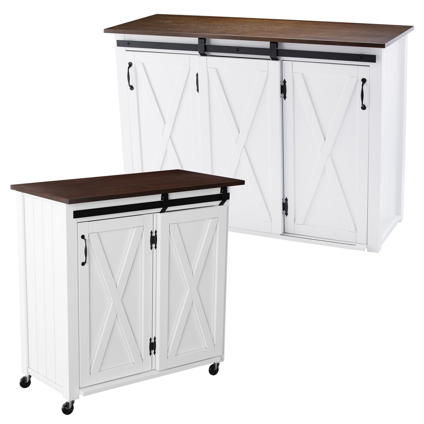 Leshire Barn-Door Kitchen Cart- 402556