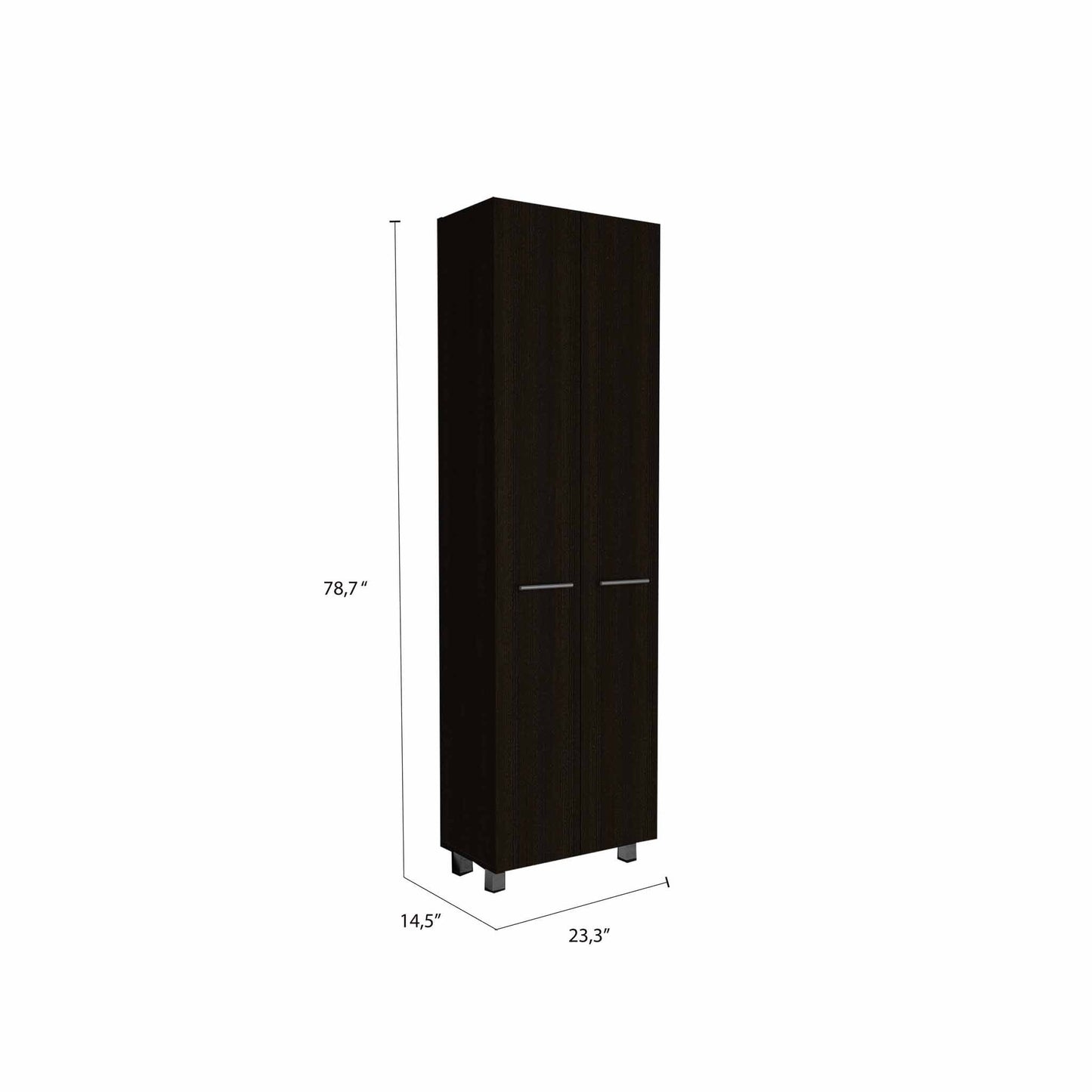 78" Modern Black Pantry Cabinet With Two Full Size Doors- 403768