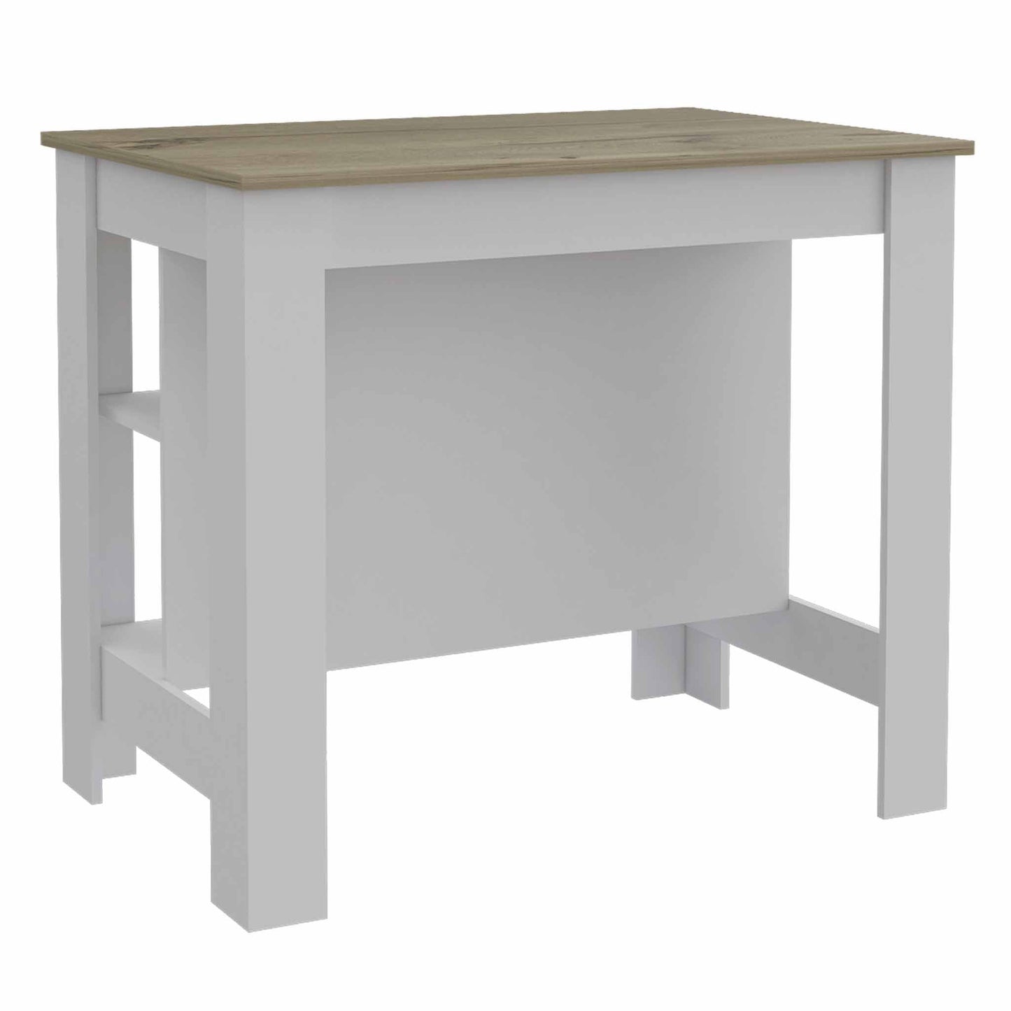 Light Oak And White Kitchen Island With Three Storage Shelves- 474098