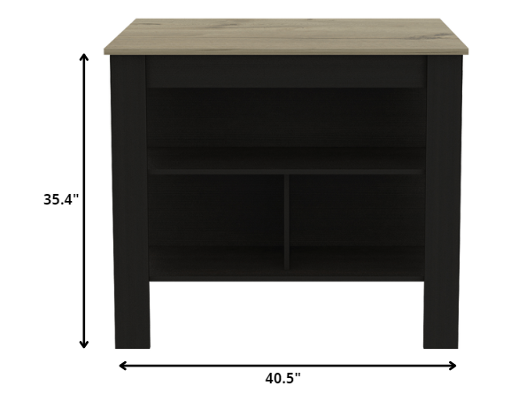 Modern Black Wengue And Light Oak Kitchen Island- 477871