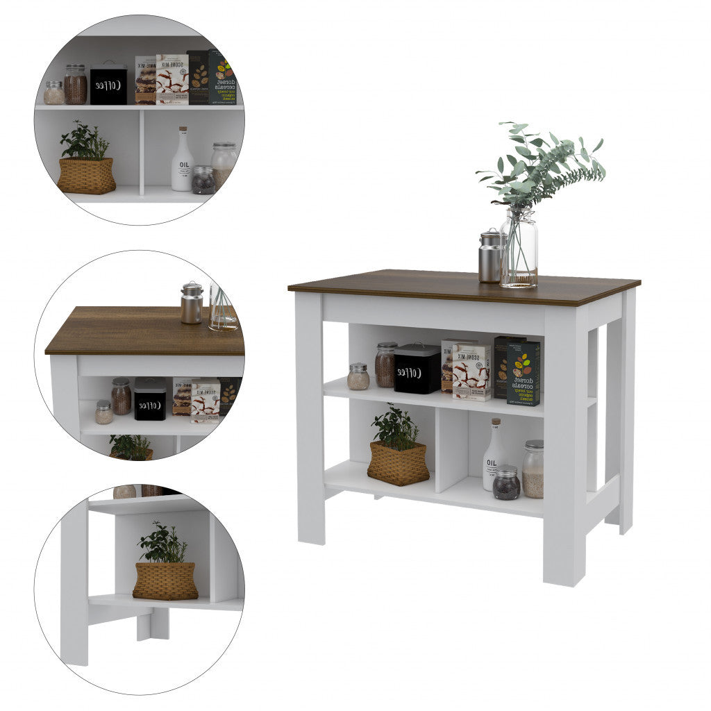 Modern White And Caramel Kitchen Island-477874