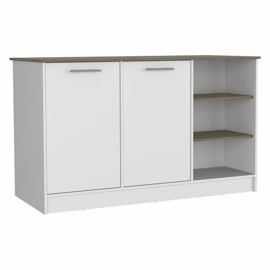 Sleek And Modern White And Dark Brown Kitchen Island- 477875