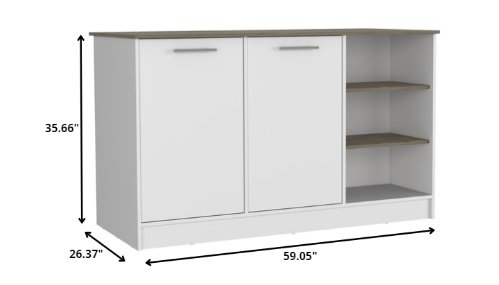 Sleek And Modern White And Dark Brown Kitchen Island- 477875
