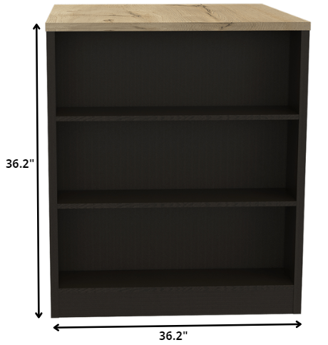 Stylish Black Wengue And Pine Kitchen Counter And Dining Table Combination- 477892