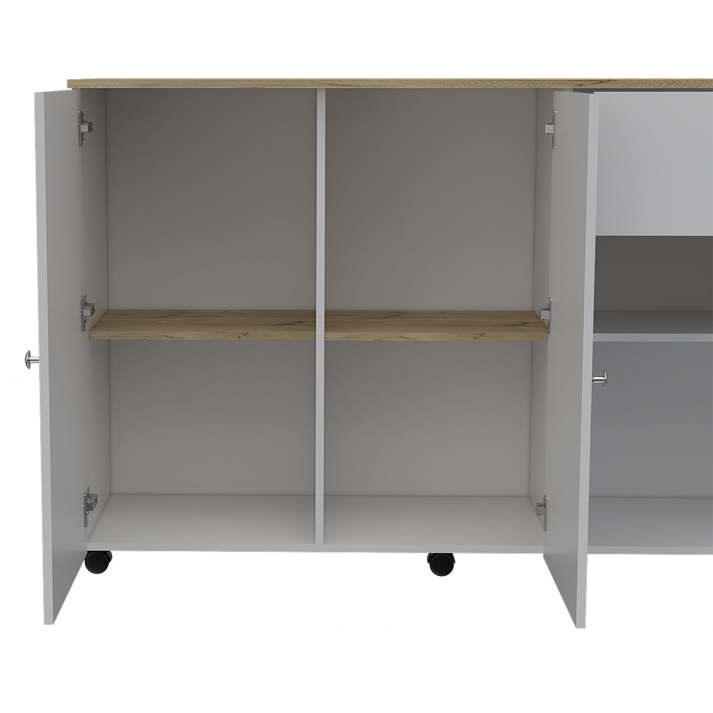 Sleek And Modern White Pine Kitchen Island Cart- 477893