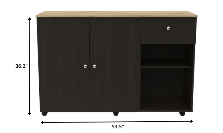 Sleek And Modern Black Wengue Kitchen Island Cart-477894