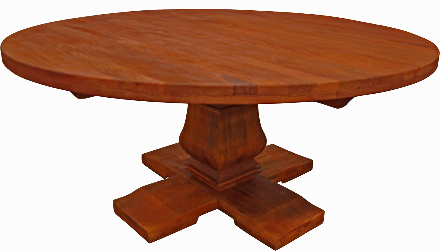 Benedict 7-Piece Dining Set With 70" Round Dining Table And 6 Genuine Leather Chairs -489562