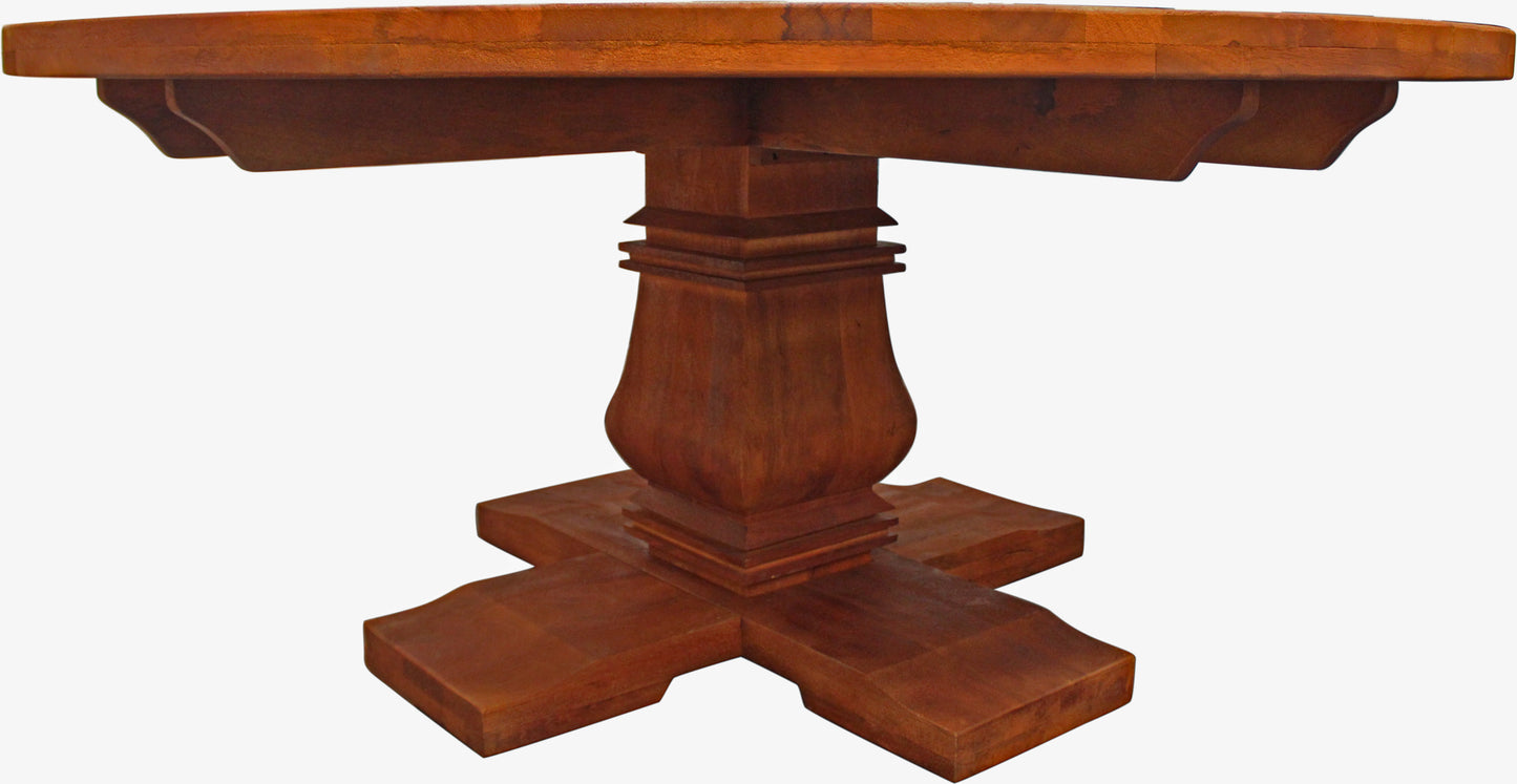 Benedict 7-Piece Dining Set With 70" Round Dining Table And 6 Genuine Leather Chairs -489562