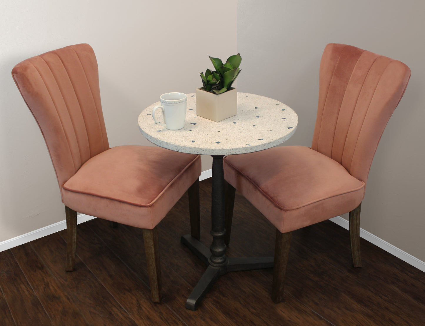 Sheridan 3-Piece Dining Set With 24" Stone Top Table, Ivory And 2 Blush Chairs - 489573