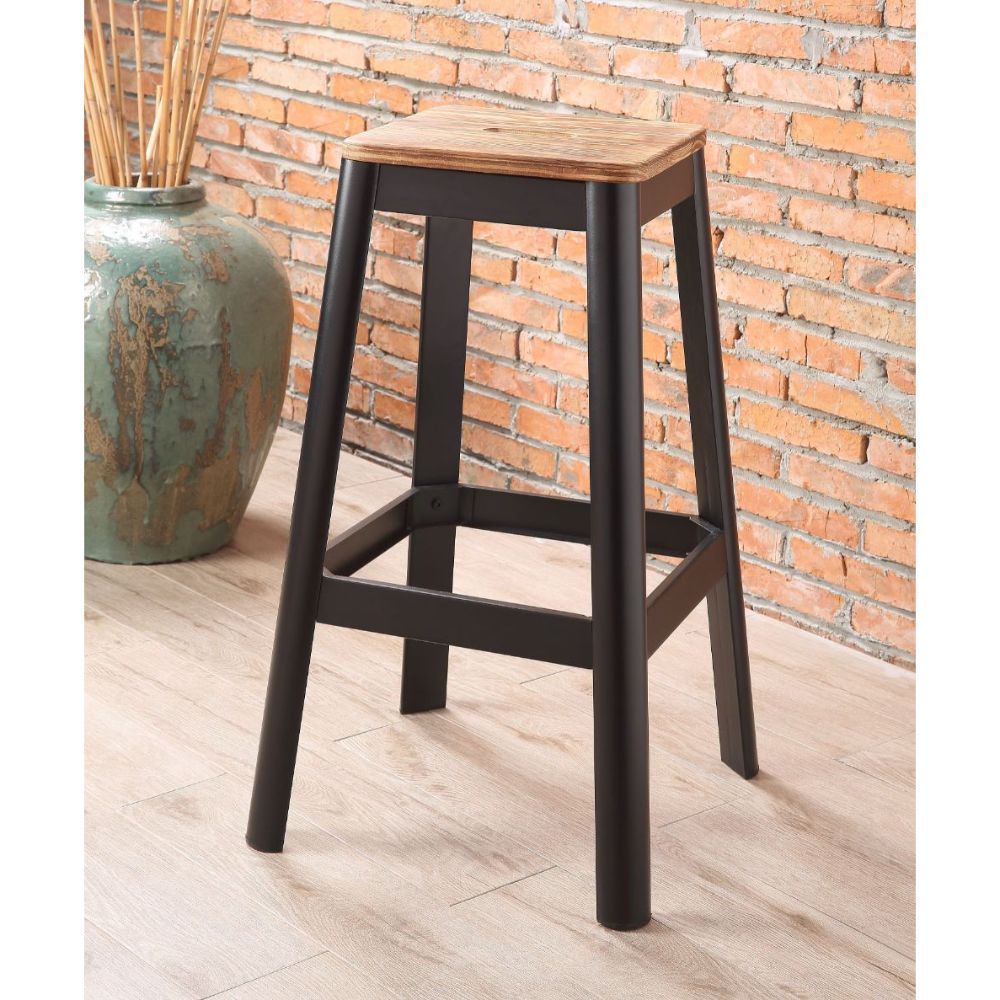 Jacotte Bar Stool (1Pc), Natural & Black, 30" Seat Height -72332