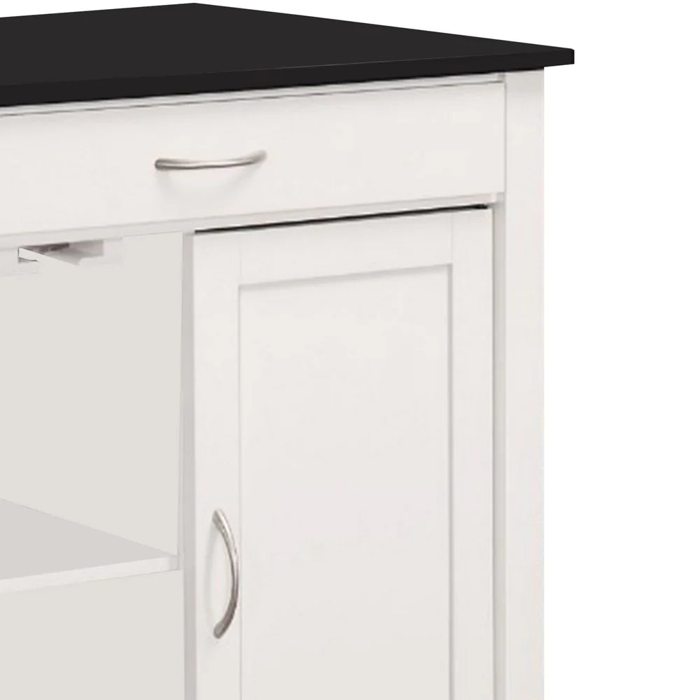 Kitchen Cart With Wooden Top, Black & White - BM163663