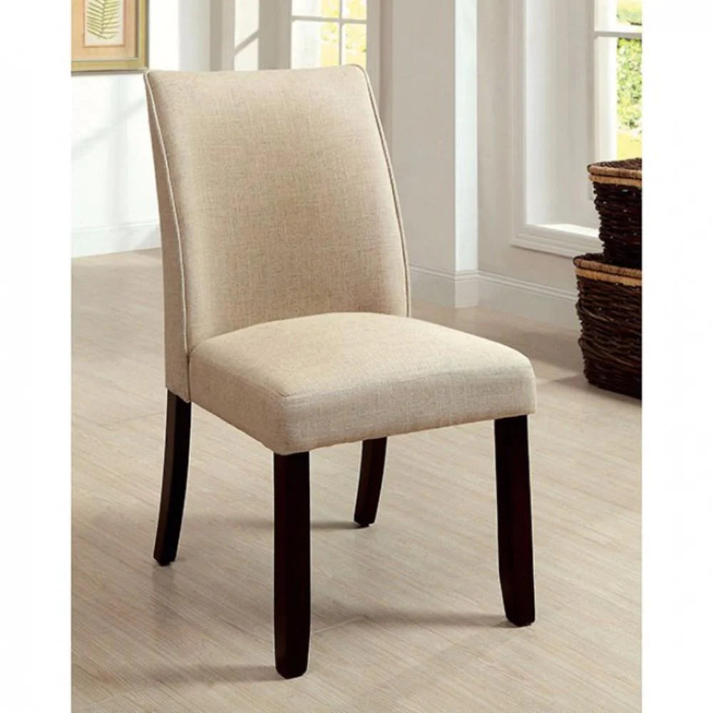 Cimma Contemporary Side Chair, Ivory & Espresso, Set Of 2-BM131291