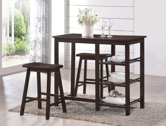 Spacious Counter Height Set, Walnut Brown, 3 Piece Pack - BM158695
