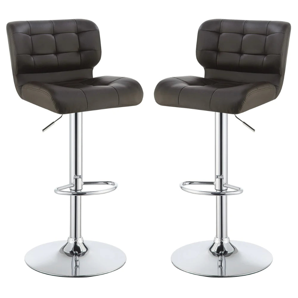 BM160780 Modern Adjustable Swivel Metal Bar Stool, Brown And Silver ,Set Of 2