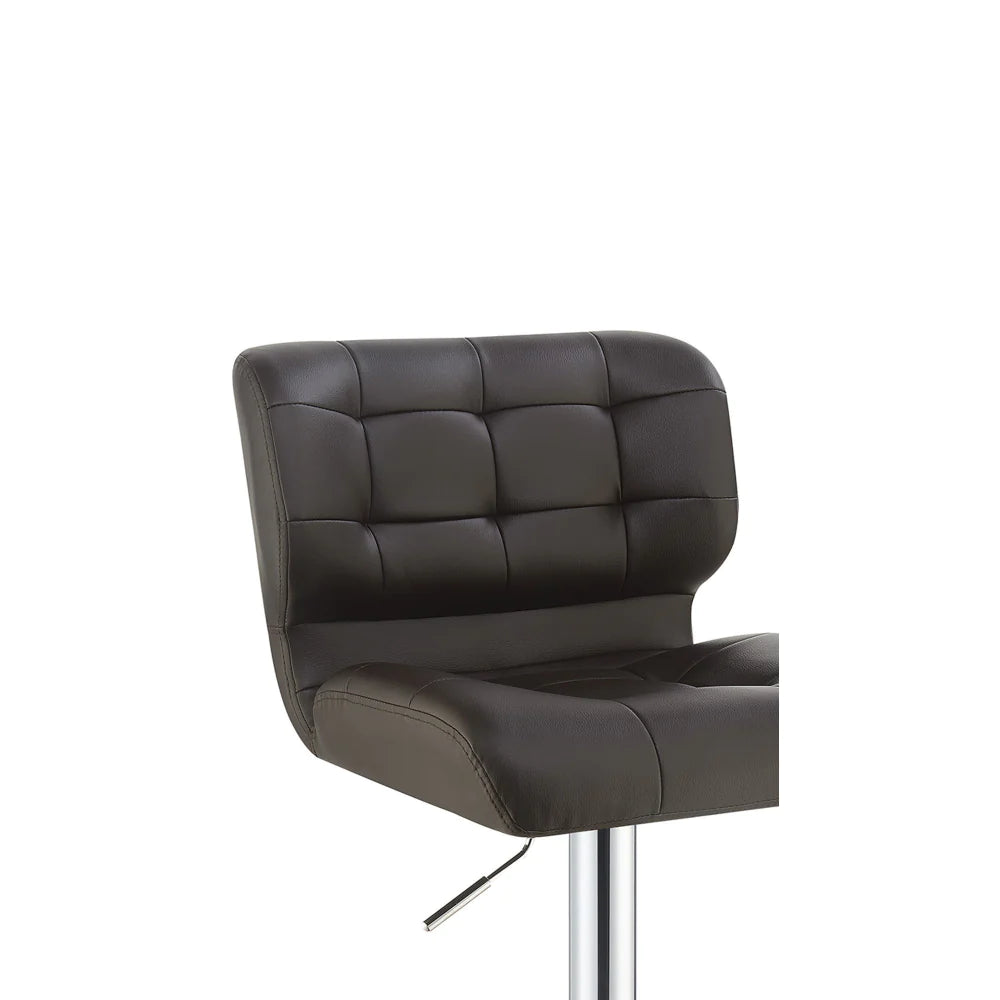 BM160780 Modern Adjustable Swivel Metal Bar Stool, Brown And Silver ,Set Of 2