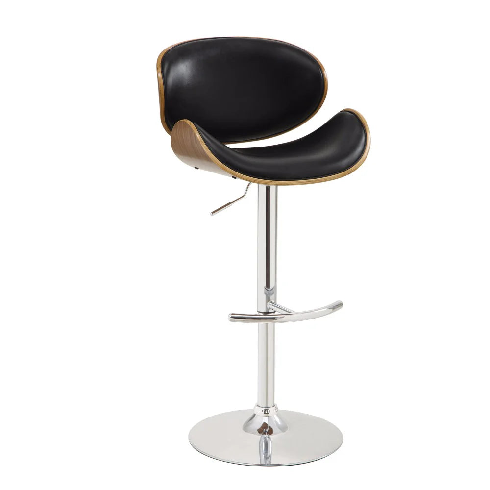 BM163782 Adjustable Bar Height Stool, Black & Walnut