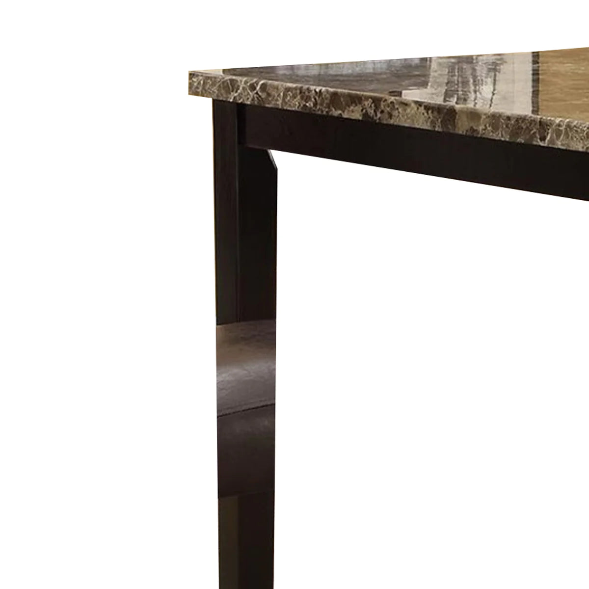 Spacious Wooden High Table Faux Marble Top Brown - BM171296