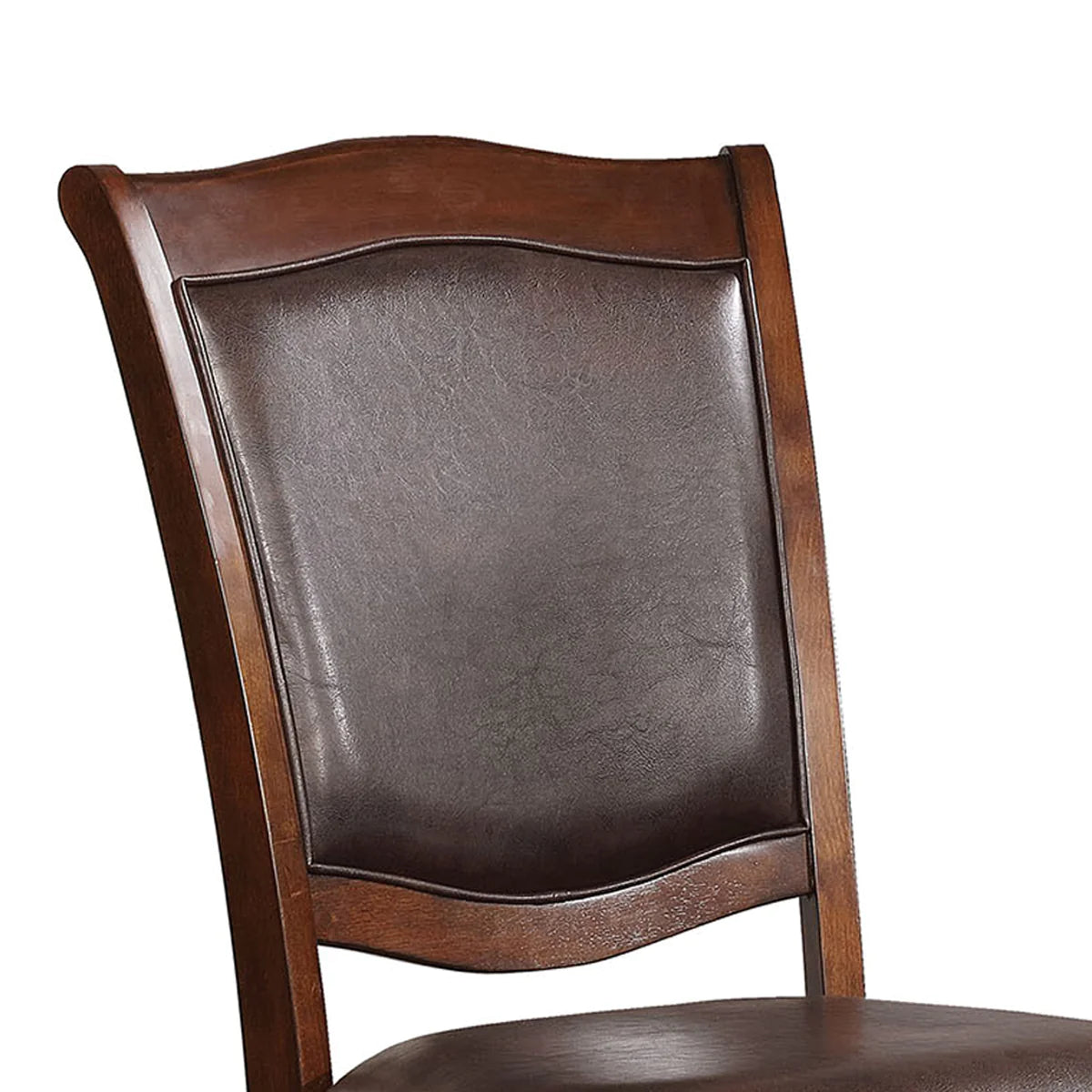 Wooden Side Chair With Leatherette Cushioned Seating, Brown, Set Of 2 - BM183612