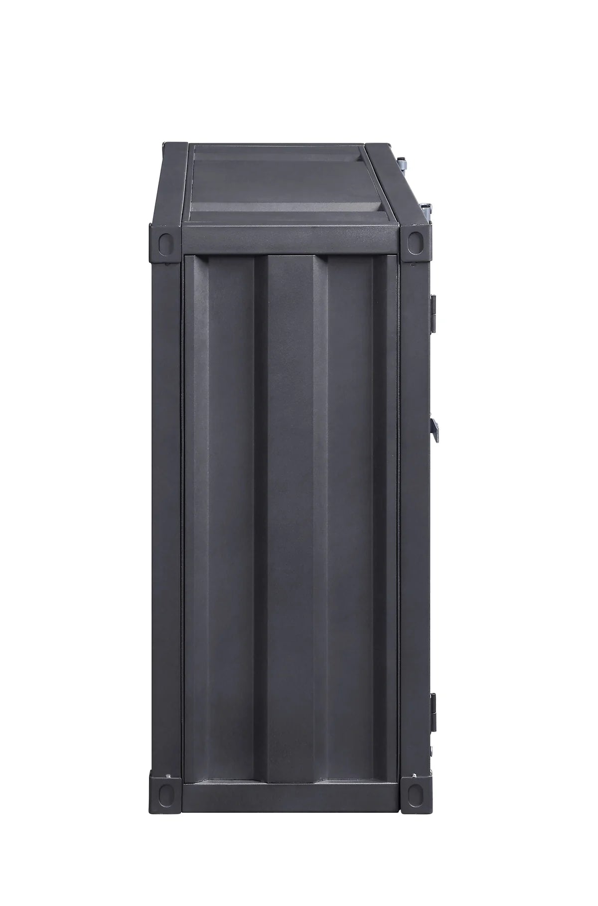 Industrial Metal Server With 2 Door Cabinet And 2 Open Shelves, Gray - BM204491