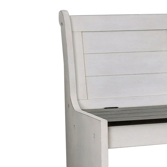 Wooden Counter Height Bench With Lift Top Seat, White And Black - BM204861