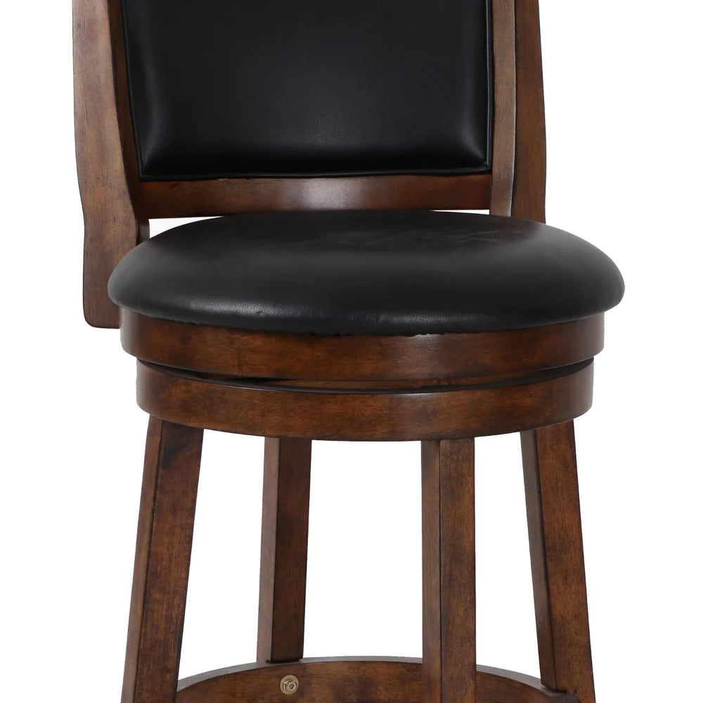 Curved Swivel Counter Stool With Leatherette Padded Seating,Brown And Black - BM218144