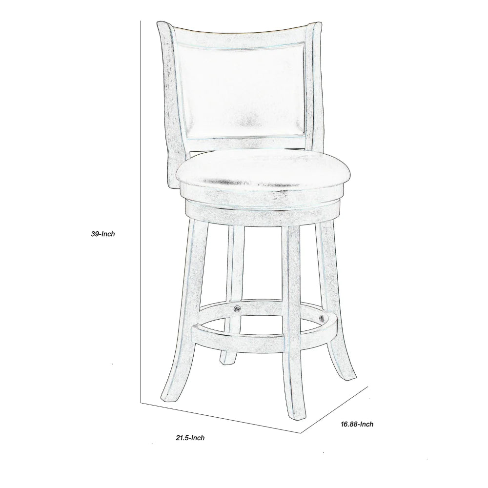 Curved Swivel Counter Stool With Leatherette Padded Seating,Brown And Black - BM218144