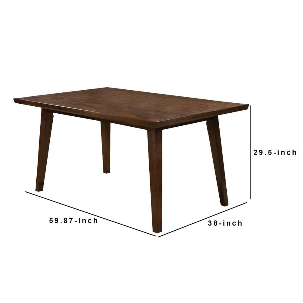 Rectangular Wooden Dining Table With Tapered Block Legs, Brown - BM233842