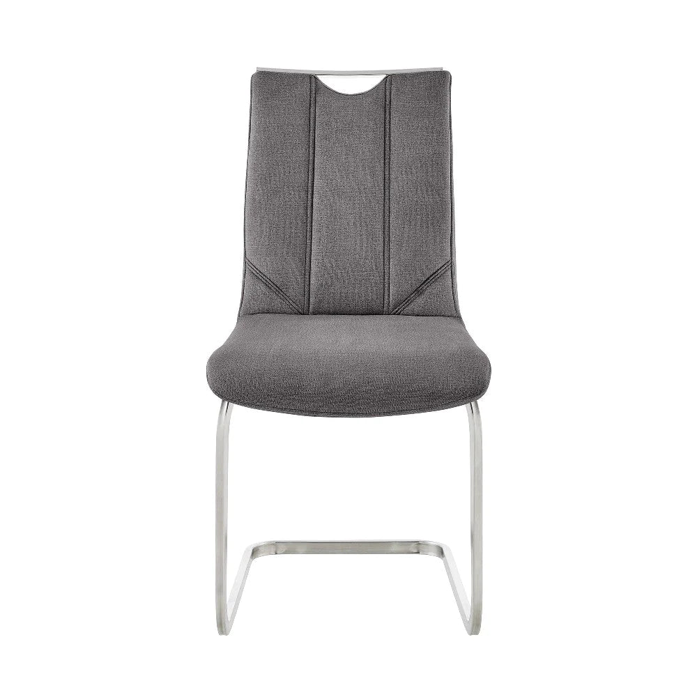 5 Piece Dining Table And Chairs With Metal Frame Base, Gray And Silver - BM248319