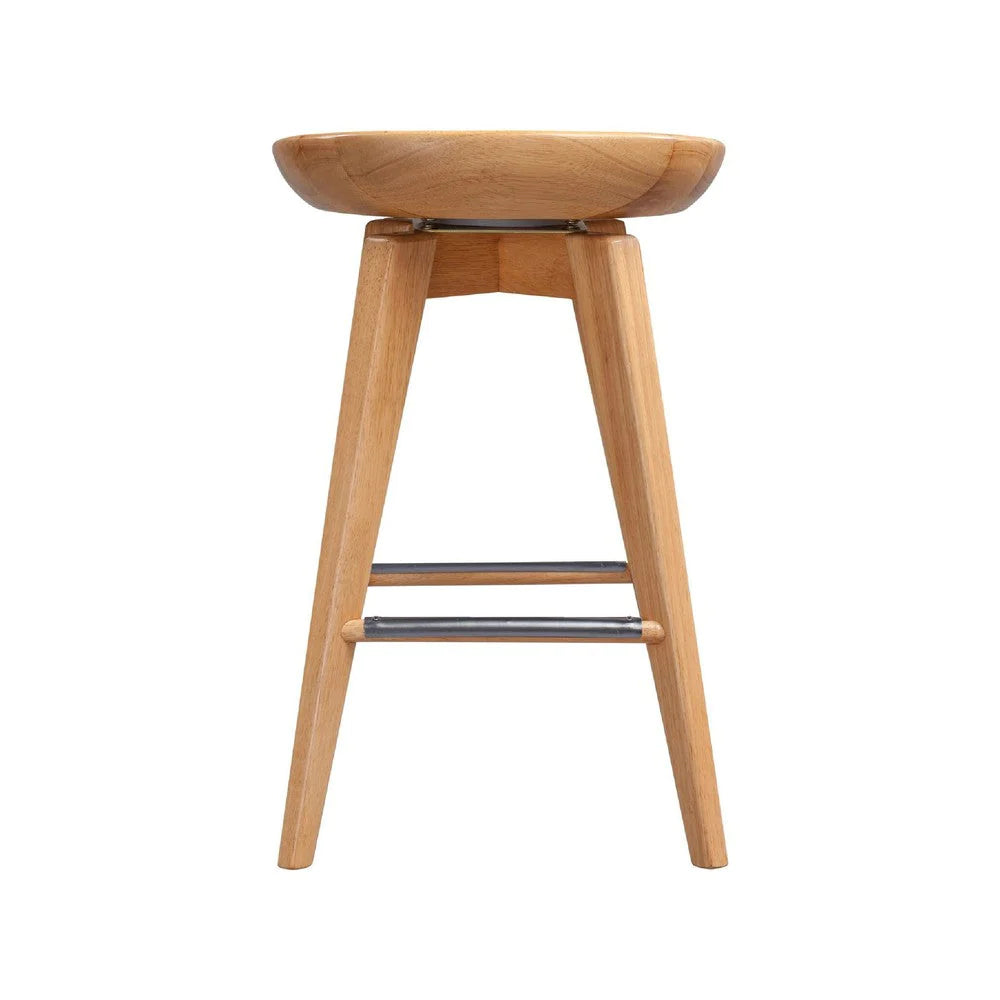 Esme 24 Inch Swivel Counter Stool With Contour Seat, Wood, Natural Brown - BM274308