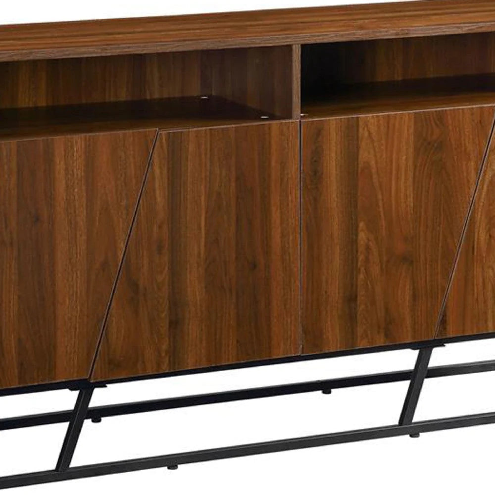 Lyla 54 Inch Wood Console Sideboard Table, 2 Double Door Cabinets, Brown - BM274658