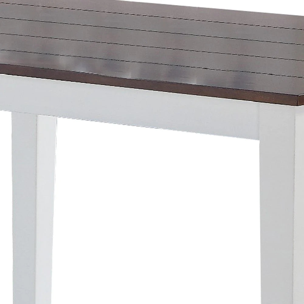 48 Inch Wood Dining Table, Plank Top, 4 Seater, White, Walnut Brown - BM275089