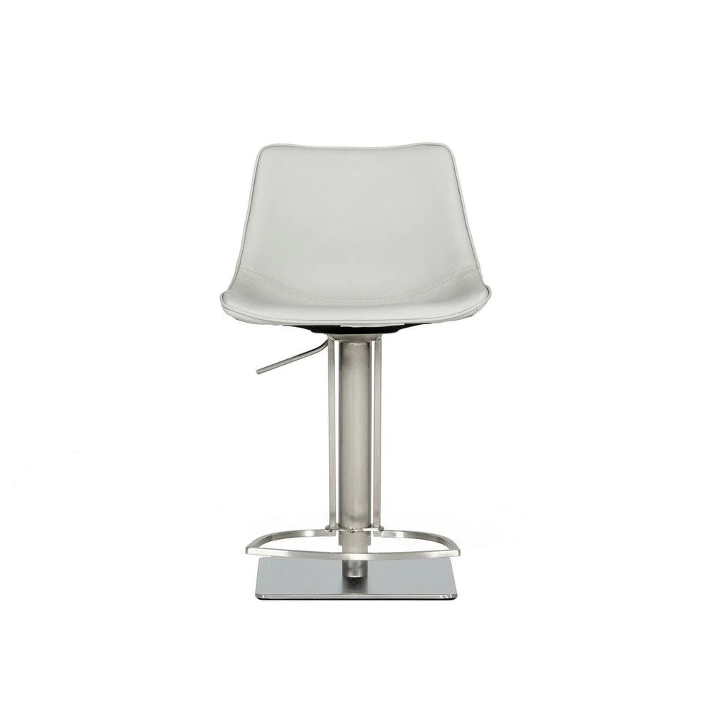 Cid 21 Inch Modern Swivel Counter Bar Stool, White Faux Leather, Adjustable - BM279431