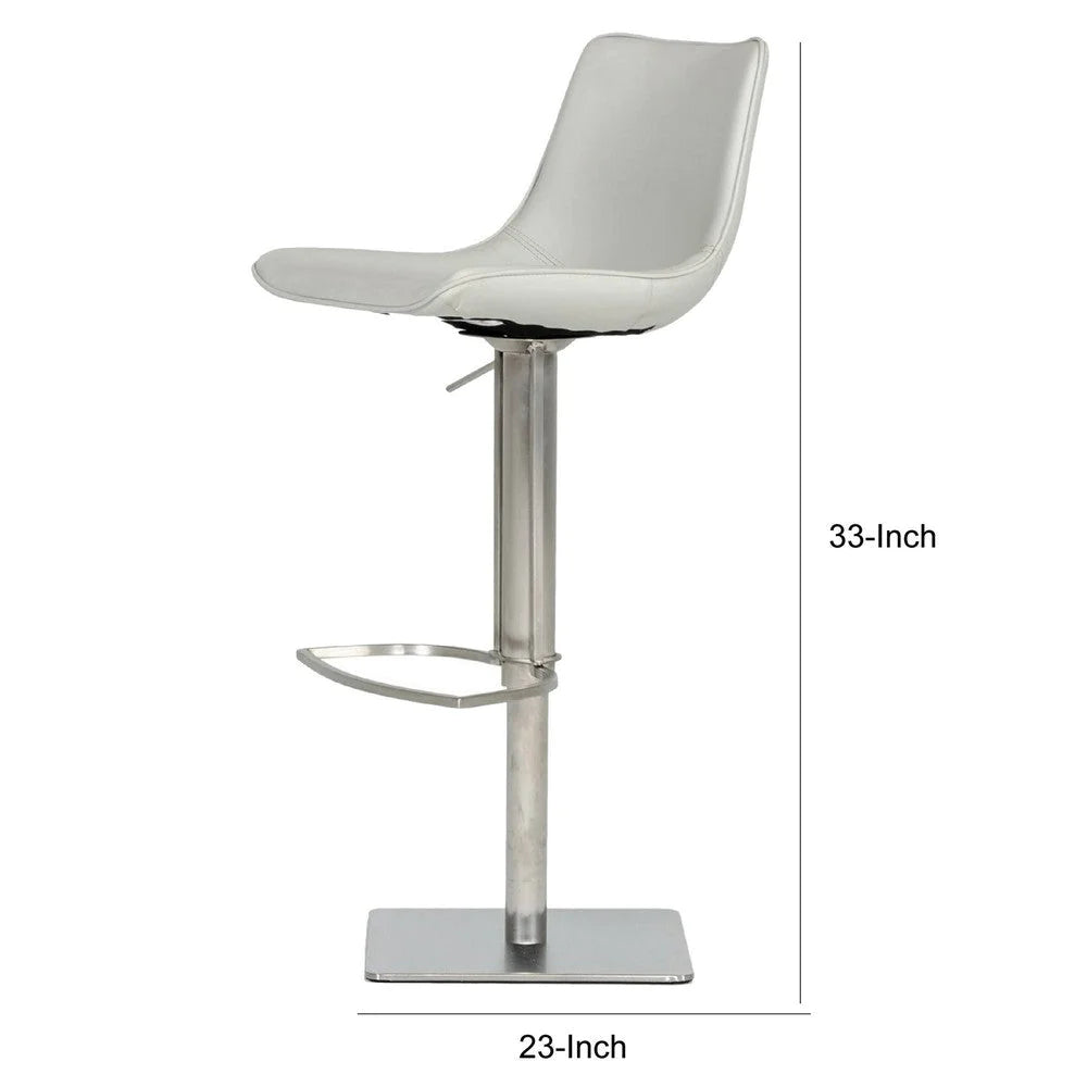 Cid 21 Inch Modern Swivel Counter Bar Stool, White Faux Leather, Adjustable - BM279431