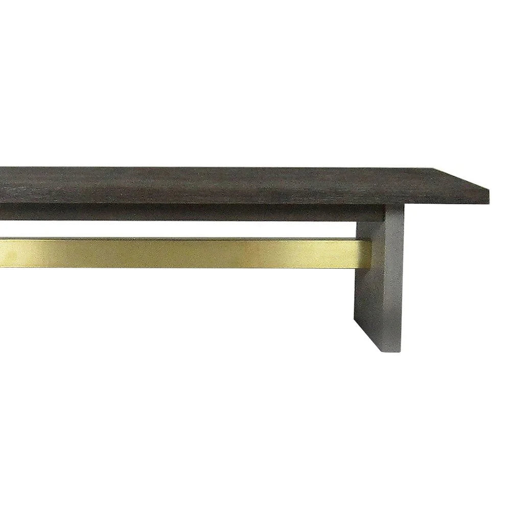 Cid Coe 71 Inch Modern Dining Bench, Wood Seat, Concrete Base, Gray - BM279472