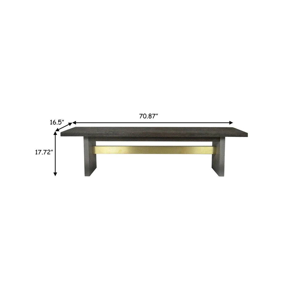 Cid Coe 71 Inch Modern Dining Bench, Wood Seat, Concrete Base, Gray - BM279472