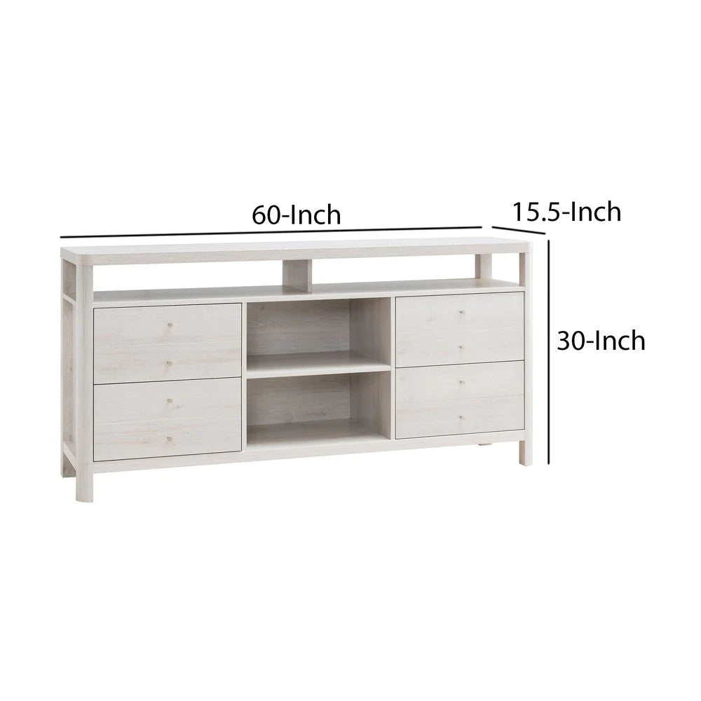 60 Inch Modern Sideboard Buffet Console Cabinet, 4 Drawers, Wood, White Oak - BM279752