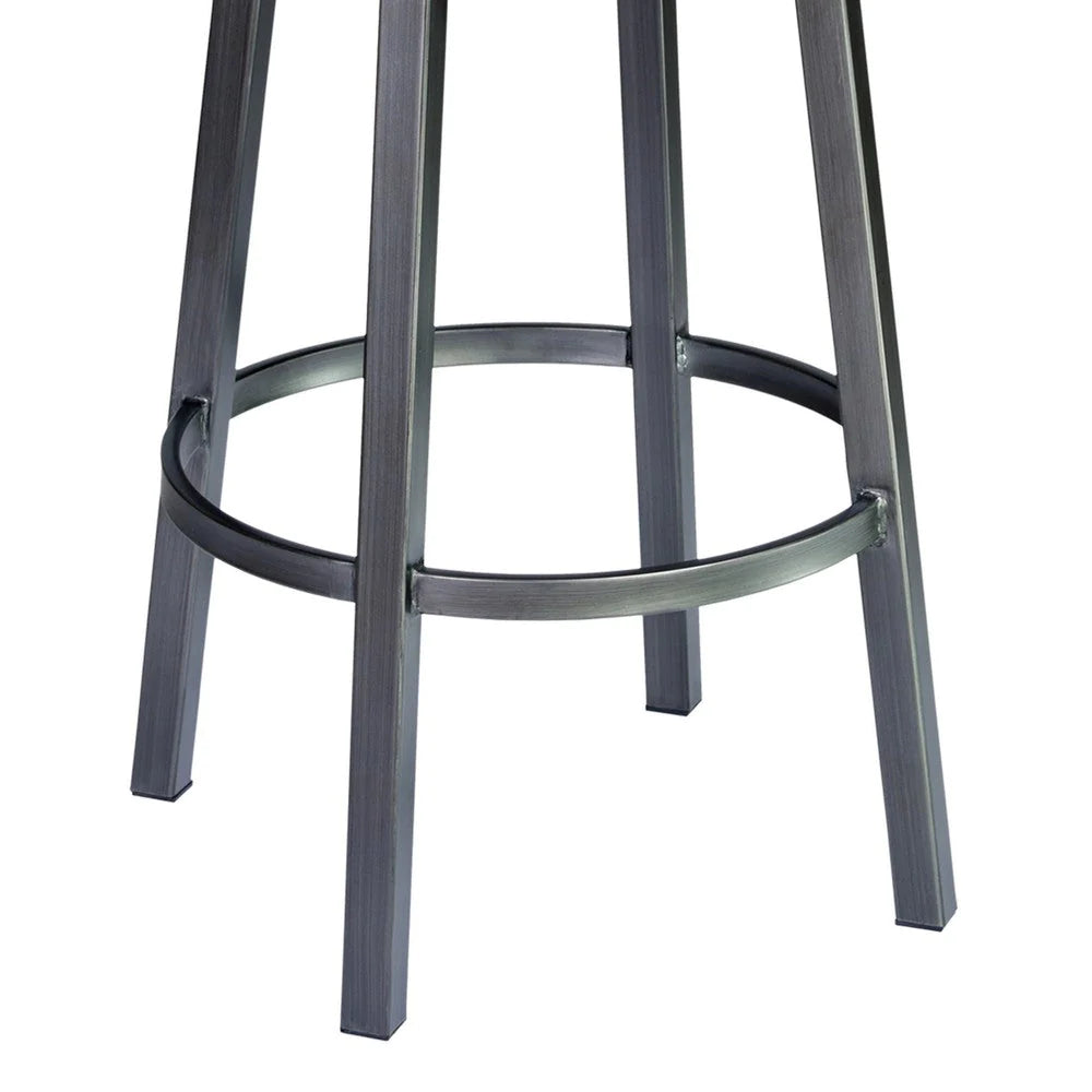 Eva 30 Inch Swivel Bar Stool, Vegan Leather, Curved Back, Washed Brown - BM282061