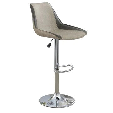 Carl 25-29 Inch Vegan Faux Leather Bar Stool, Adjustable Height, Beige Seat - BM284344