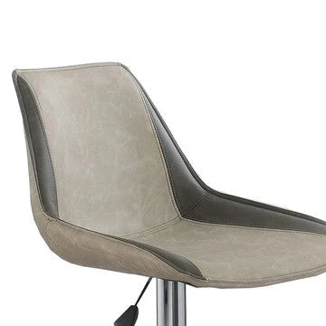 Carl 25-29 Inch Vegan Faux Leather Bar Stool, Adjustable Height, Beige Seat - BM284344