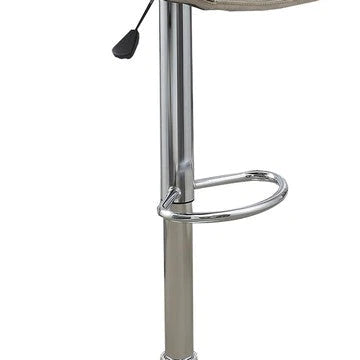 Carl 25-29 Inch Vegan Faux Leather Bar Stool, Adjustable Height, Beige Seat - BM284344