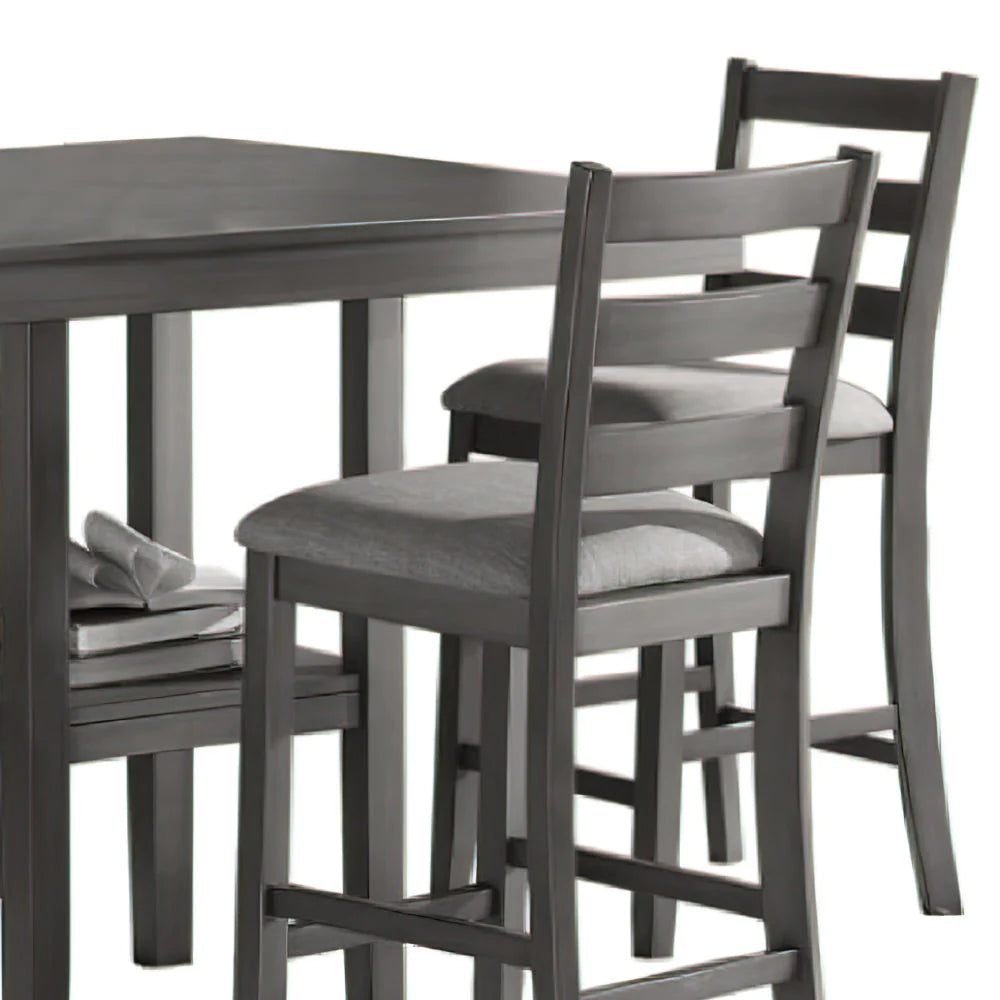 5 Piece Counter Height Dining Set, Table And 4 Chairs, Padded Seats, Gray - BM294271