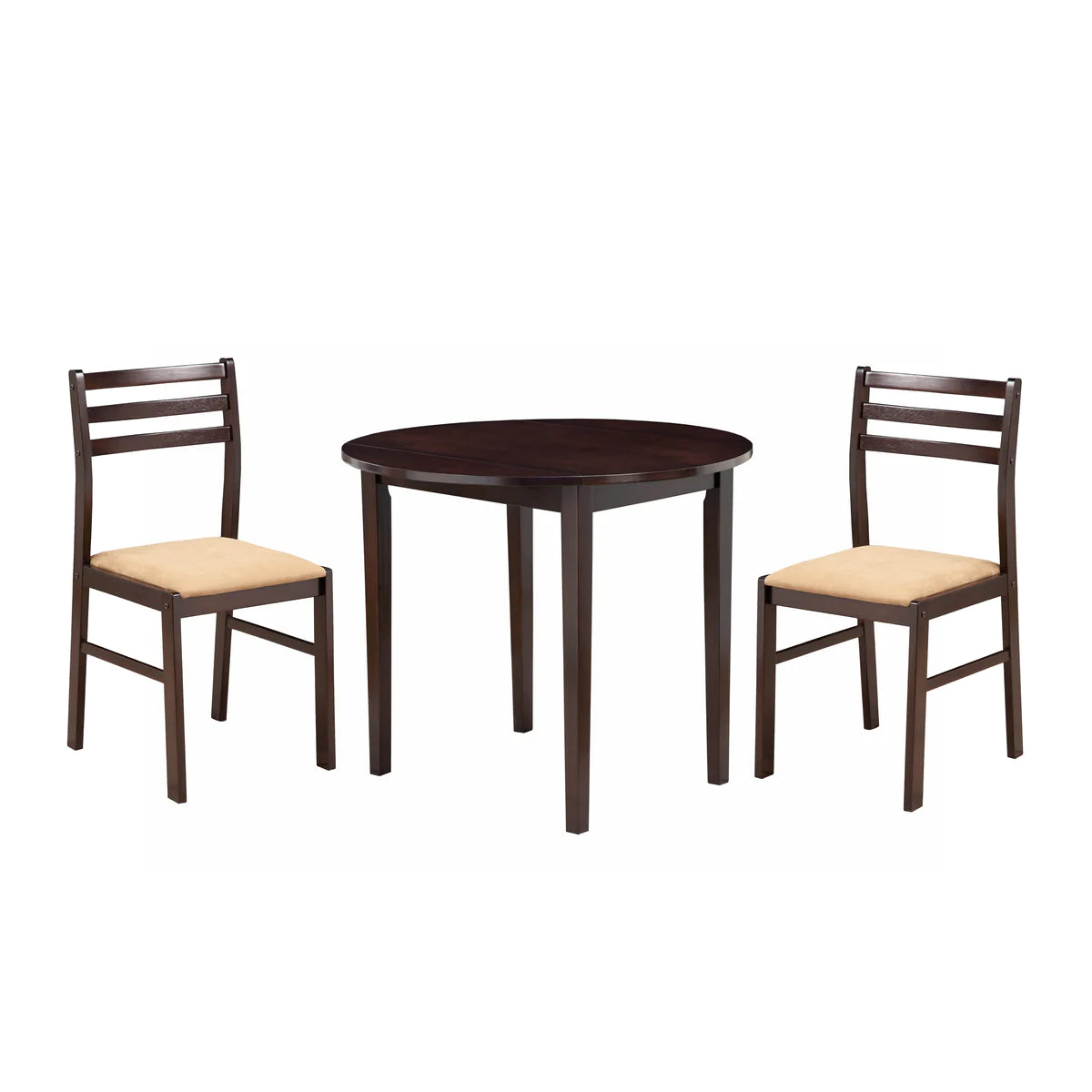 Transitional Style 3 Piece Wooden Dining Table And Chair Set, Brown - BM69410