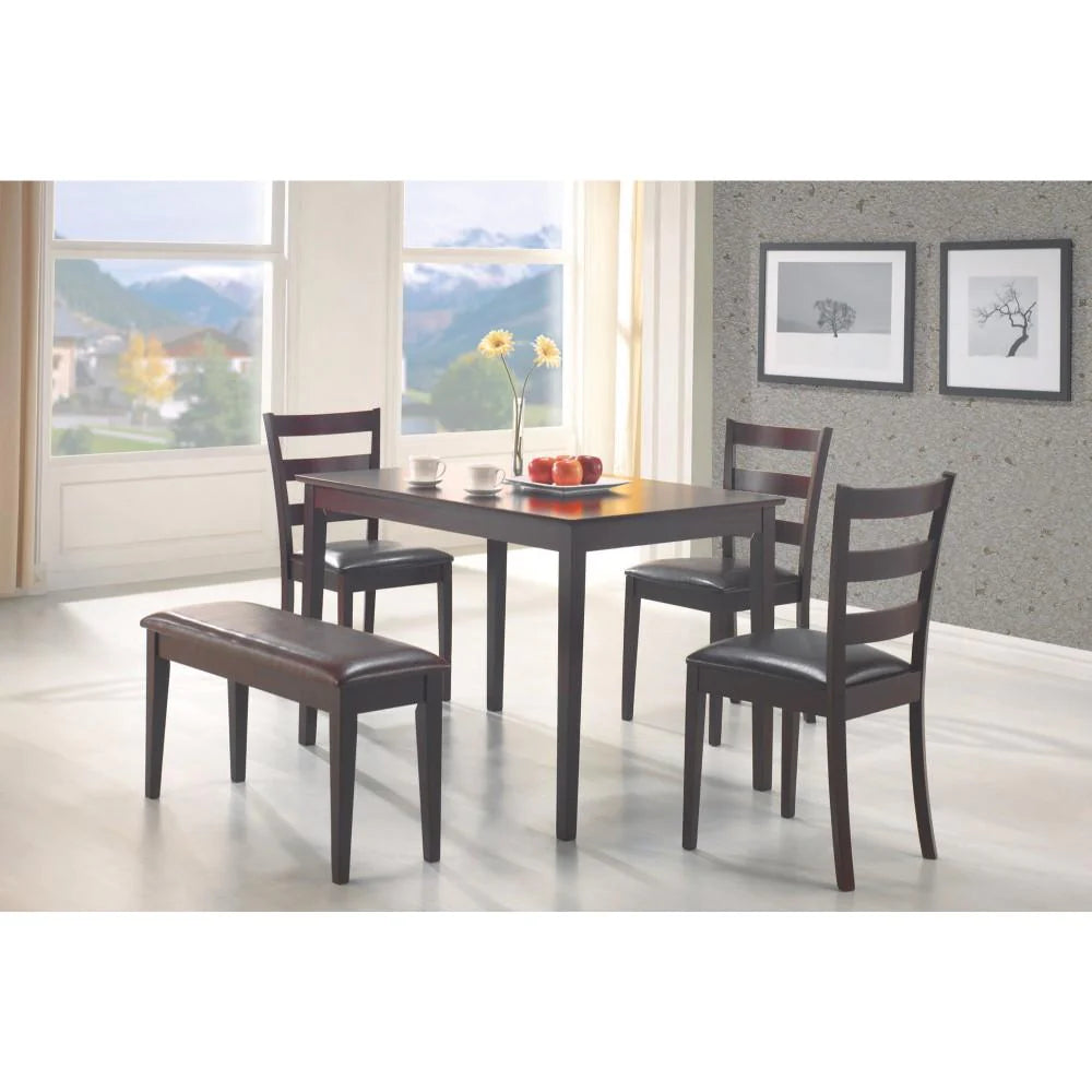 Sophisticated 5 Piece Dining Set With Bench, Brown-BM69422