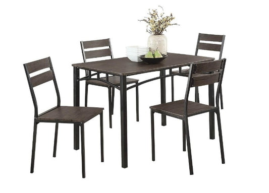 5 Piece Metal And Wood Dining Table Set In Antique Brown - BM181302