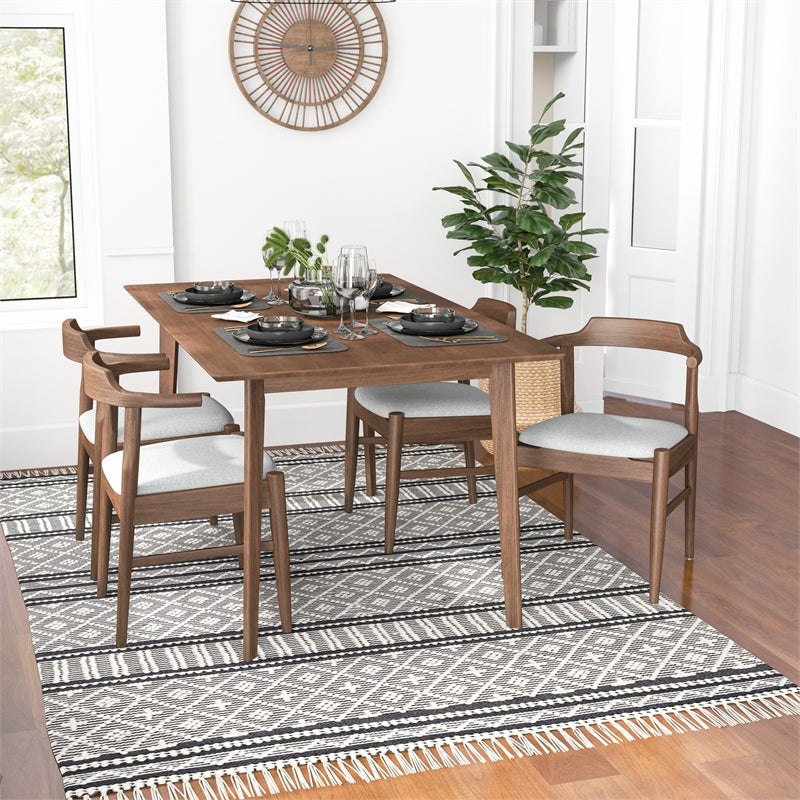 Dining Set, Carlos Large Table (Walnut) with 4 Daisy Gray Chairs