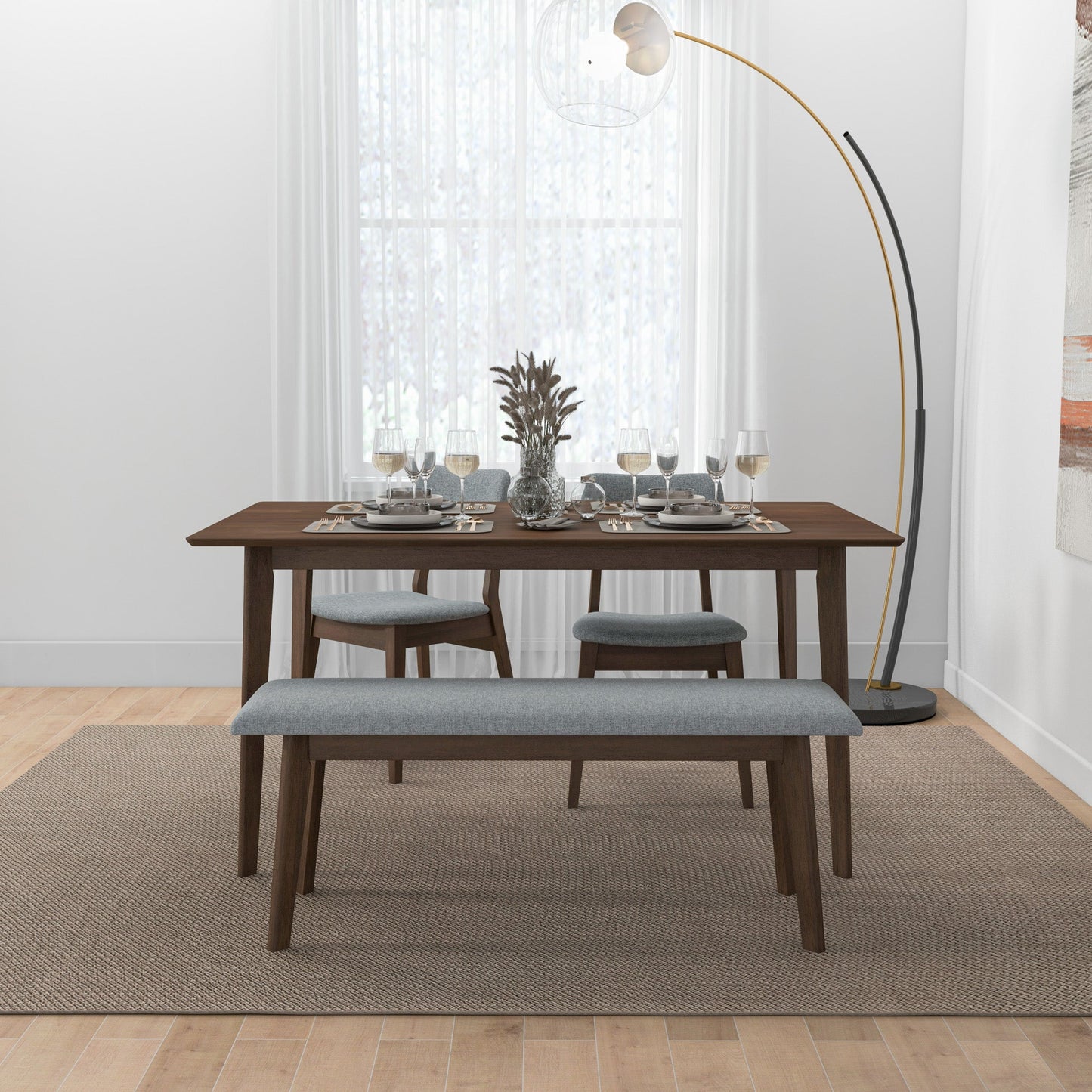 Carlos Small Bench Gray Fabric | Ashcroft Furniture | Houston TX | The Best Drop shipping Supplier in the USA